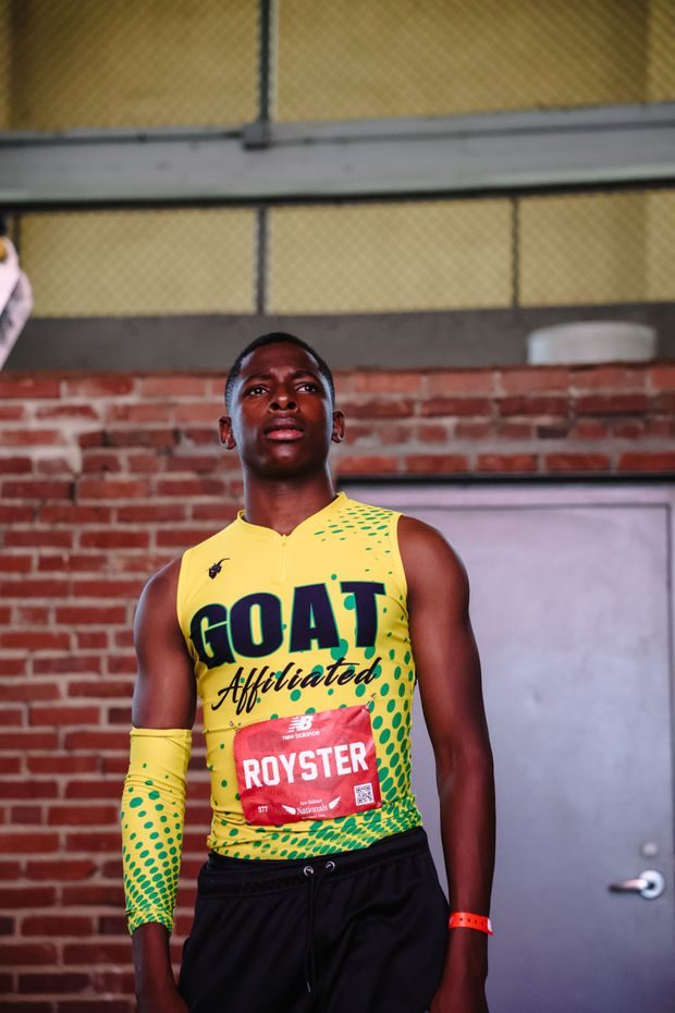 Taylor Royster at the 2026 New Balance Nationals Outdoor, wearing his competition bib
